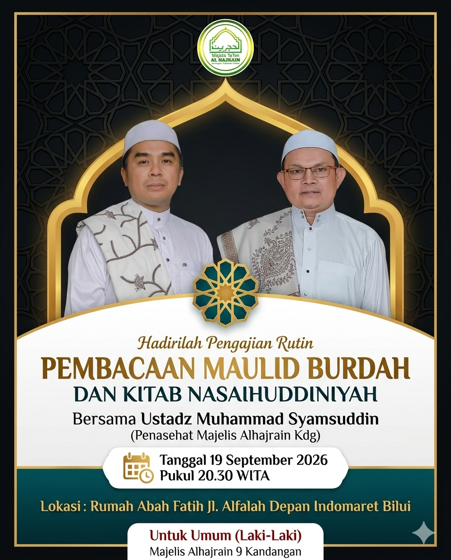 Pembacaan Burdah (19 September 2026) Dan Kitab Nasaihuddiniyah Malam Minggu-Bilui
