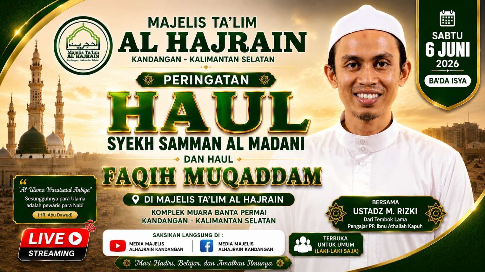 6 Juni 2026 Puncak Acara MT.Alhajrain Kandangan