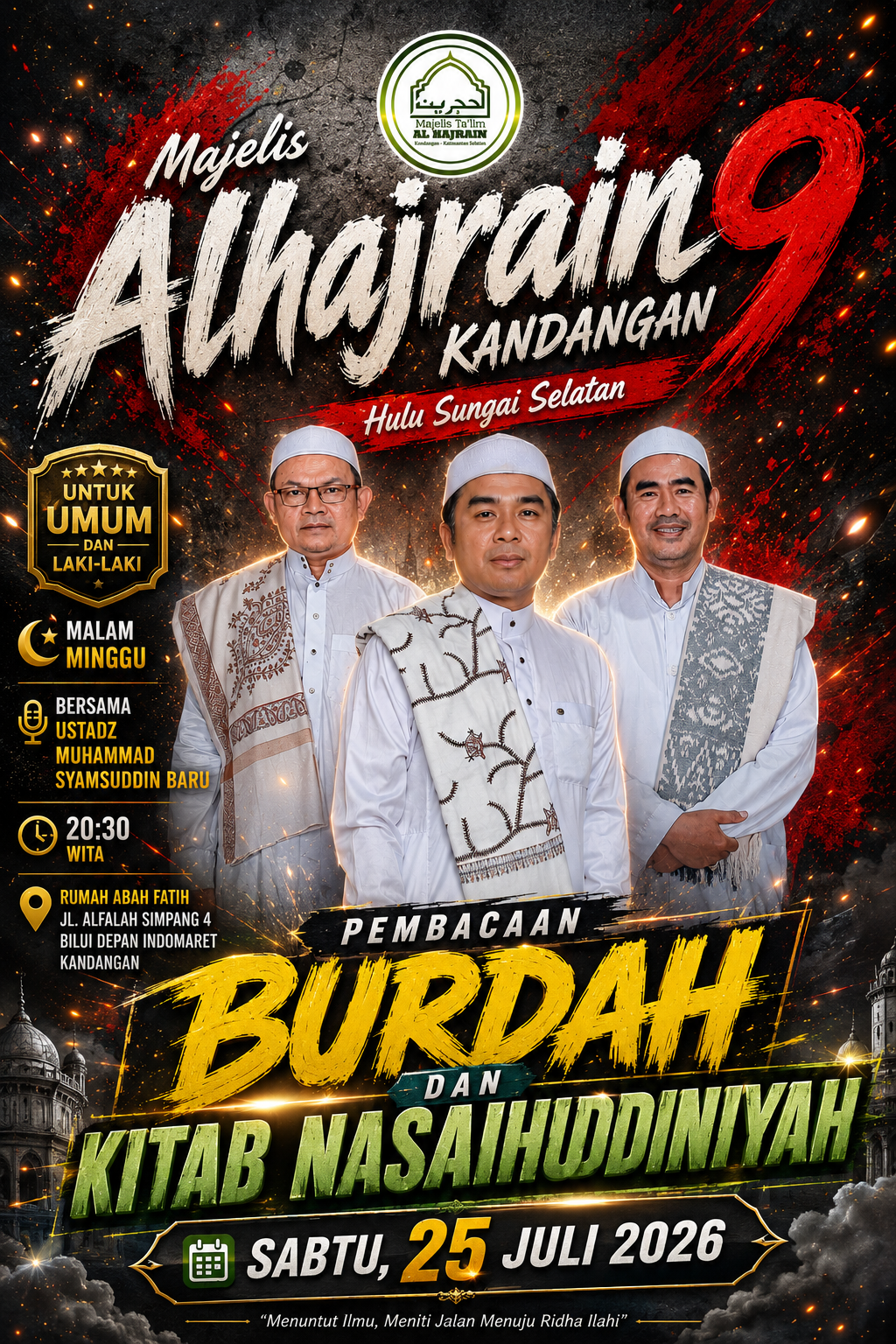 Pembacaan Burdah (25 Juli 2026) Dan Kitab Nasaihuddiniyah Malam Minggu-Bilui