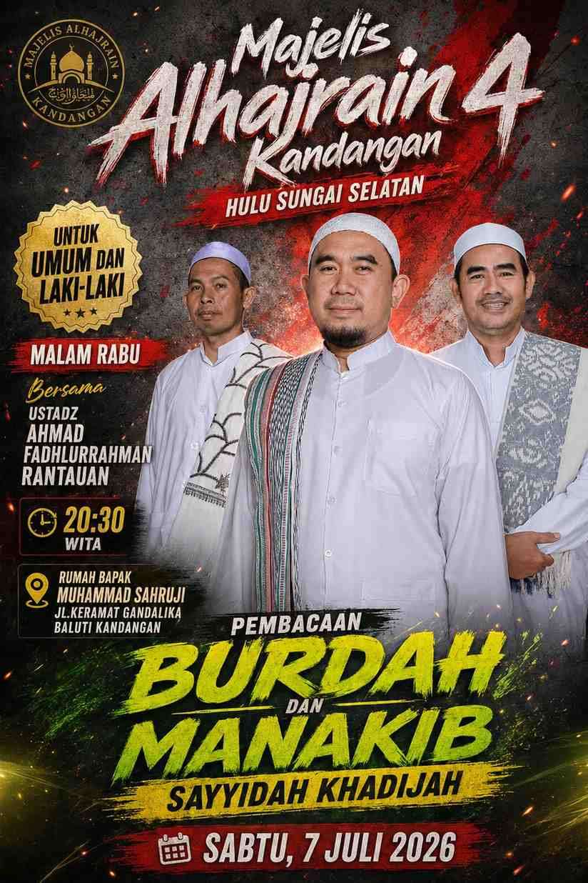 Hadirilah Pengajian Rutin (7 Juli 2026) : Pembacaan Burdah & Manakib Sayyidah Khadijah di Gandalika