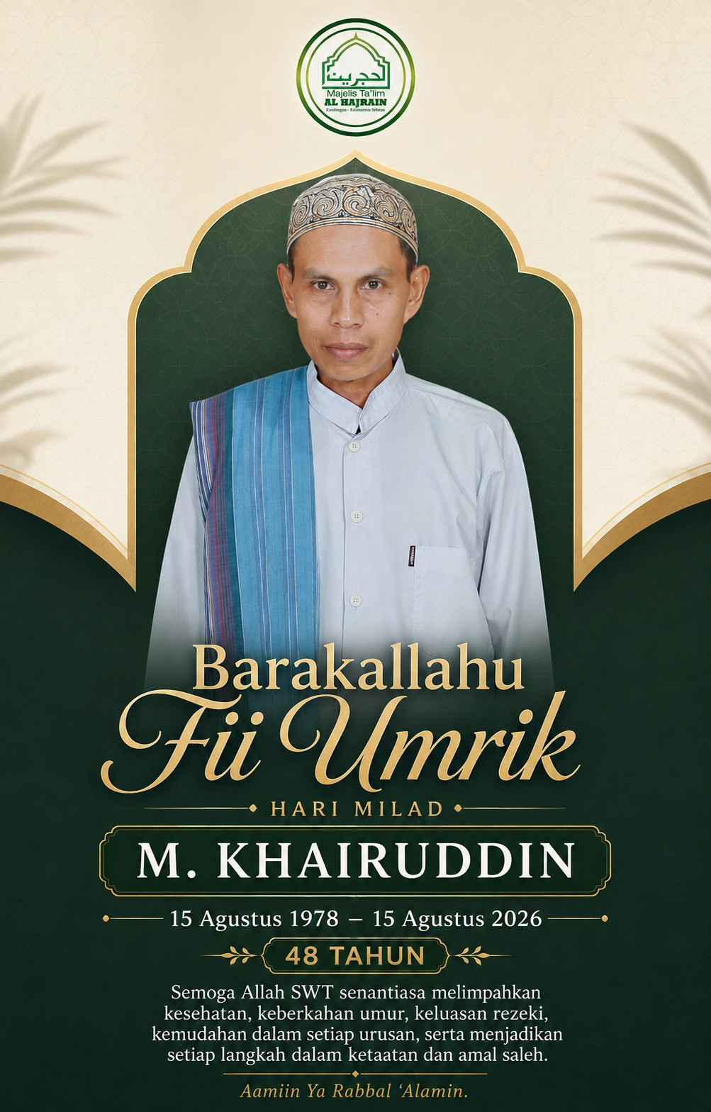 Barakallahu Fii Umrik: Selamat Milad ke-48 M. Khairuddin Majelis Ta'lim Al Hajrain Kandangan