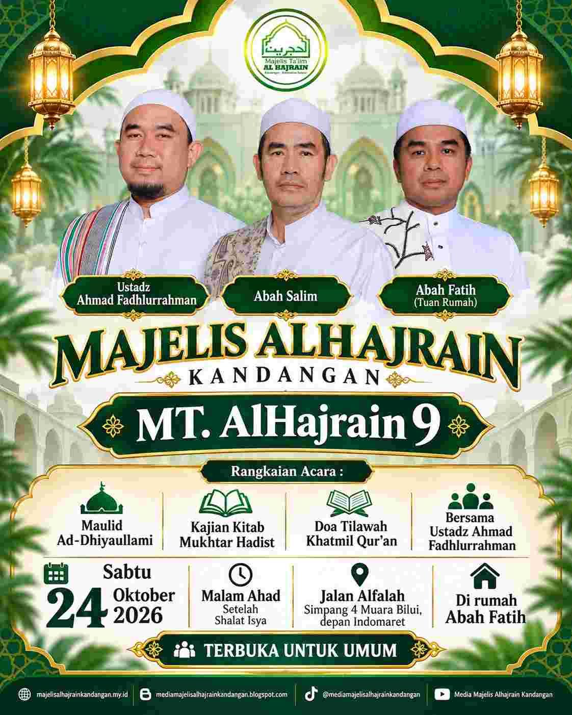 Jadwal Majelis Alhajrain 9 Kandangan Sabtu 24 Oktober 2026