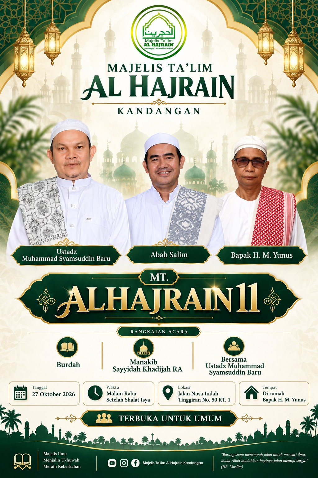 Jadwal Majelis Ta'lim Al Hajrain 11 Kandangan