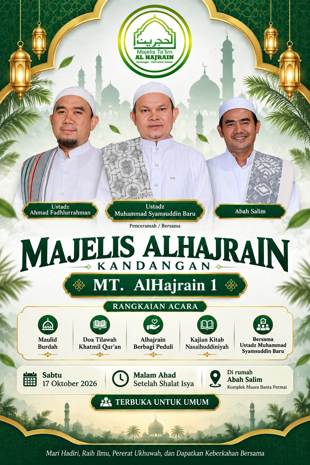 Undangan Majelis Ta'lim Al Hajrain 1 Kandangan MT. AlHajrain 1